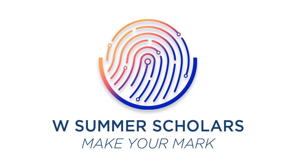 W Summer Scholars, "Make Your Mark" under multicolored fingerprint