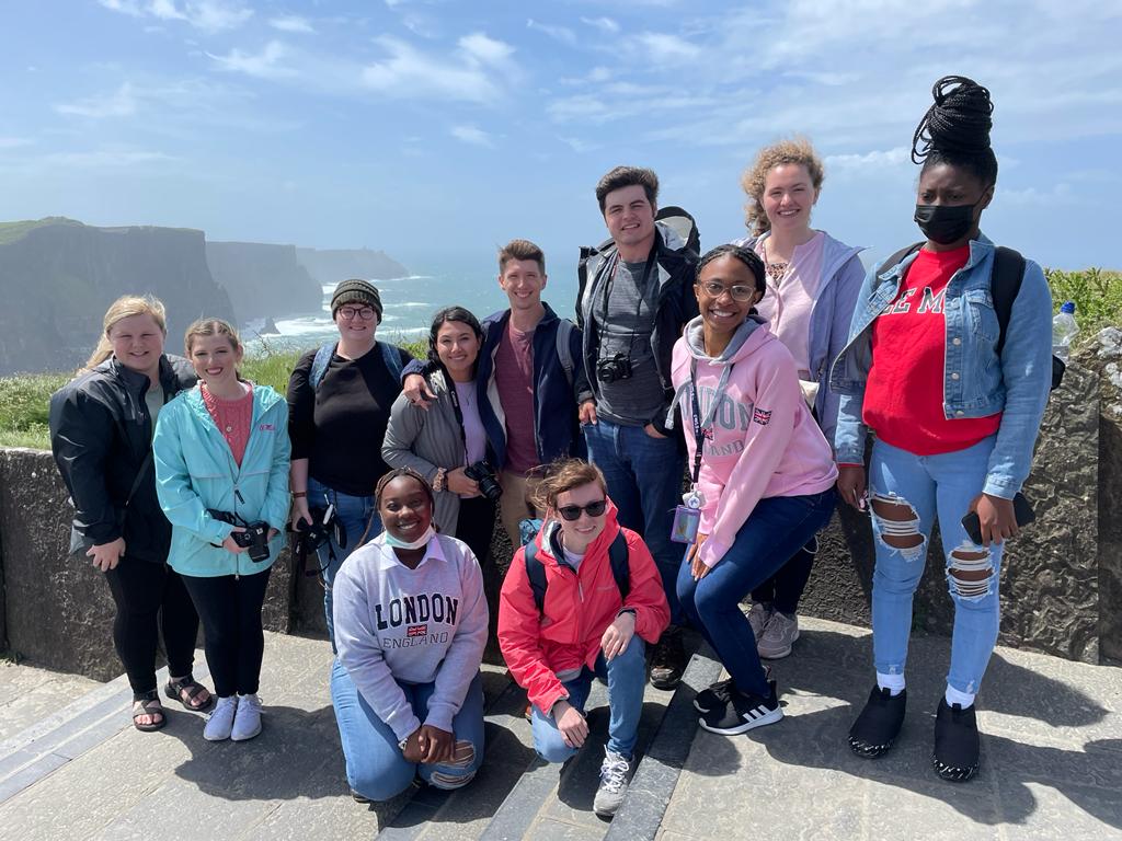Honors Study Abroad Group at the Cliffs of Moher in Ireland