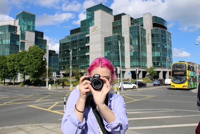 Student taking a photo in Dublin, Ireland
