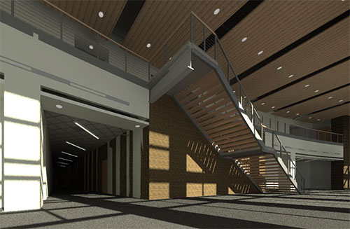 Rendering of the interior atrium of new culinary building